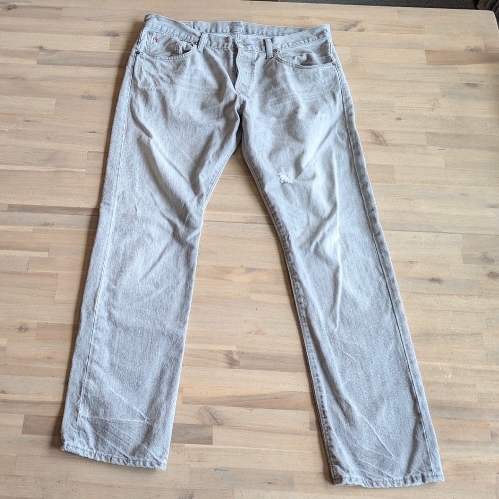 Polo Ralph Lauren Hampton Straight Jeans Light Gray Wash Mens 34x32 Cotton